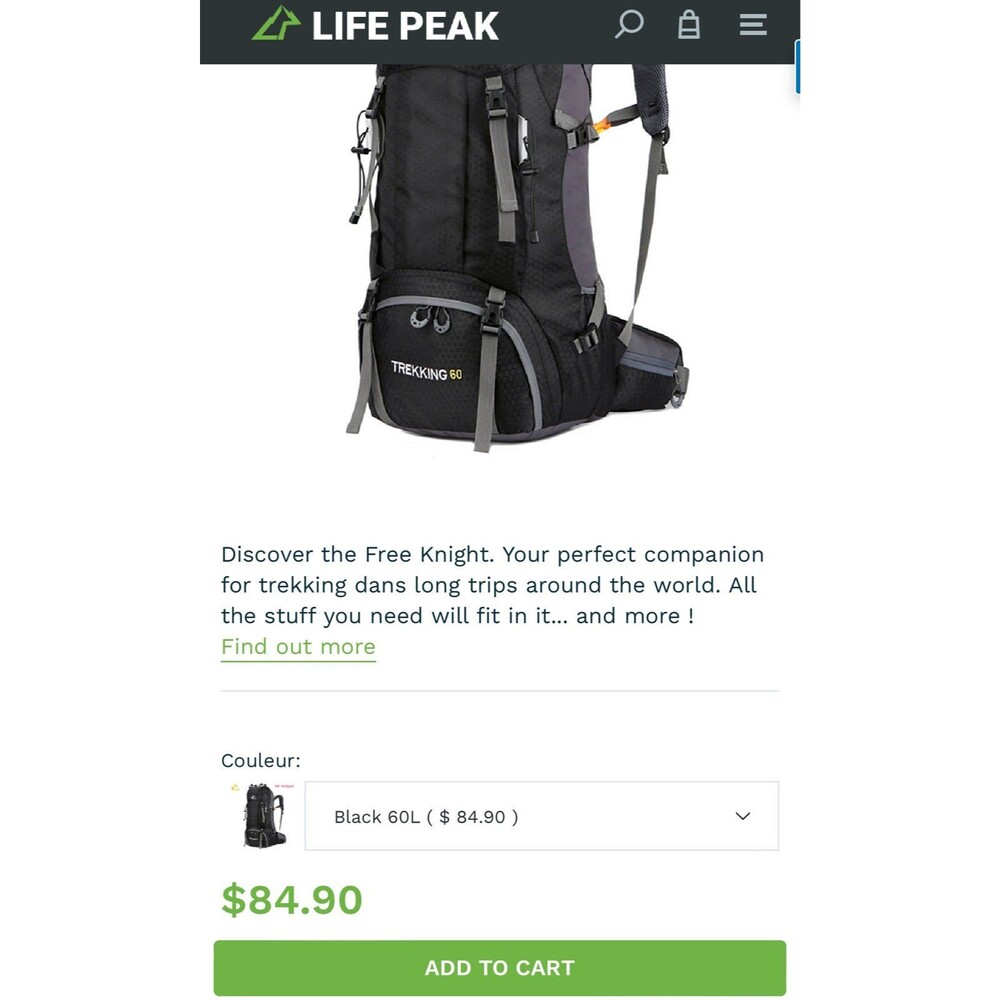 NWT camping hiking 60L waterproof backpack